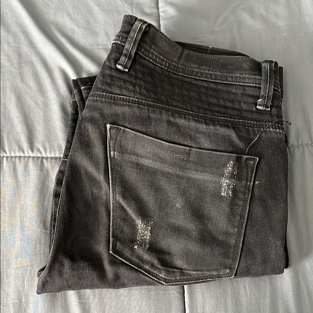 Stampd x Gap GQ Distressed Moto Denim Black Wash Size 30